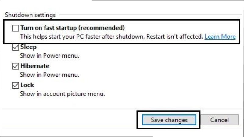 Vô hiệu hóa khởi động nhanh là cách đầu tiên để khắc phục Hướng dẫn 8 cách khắc phục lỗi Task Host Window đơn giản, chi tiết - Thegioididong.com