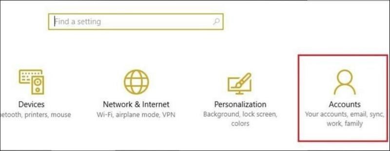 Nhấn Windows Key + I để mở Settings > Chọn mục Accounts Hướng dẫn 8 cách khắc phục lỗi Task Host Window đơn giản, chi tiết - Thegioididong.com