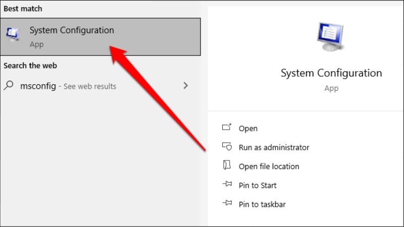Nhập msconfig và chọn System Configuration Hướng dẫn 8 cách khắc phục lỗi Task Host Window đơn giản, chi tiết - Thegioididong.com