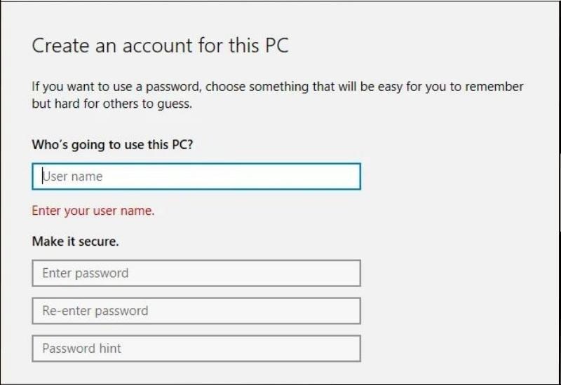 Chọn Add a user without a Microsoft account Hướng dẫn 8 cách khắc phục lỗi Task Host Window đơn giản, chi tiết - Thegioididong.com